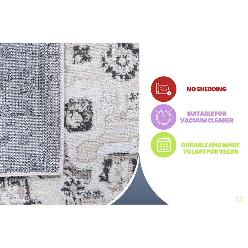 Bungalow Rose Collection Medallion Non-Shedding Living Room